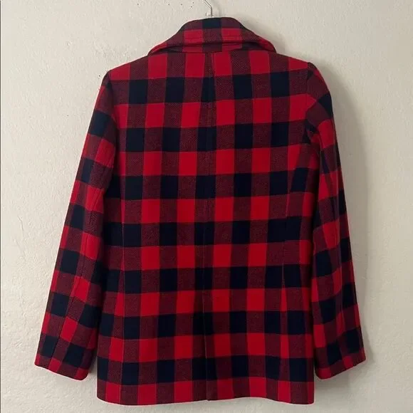 Like New! J. Crew Wool Blend Buffalo Check Peacoat Red and Blue in Size 2 - Picture 7 of 16